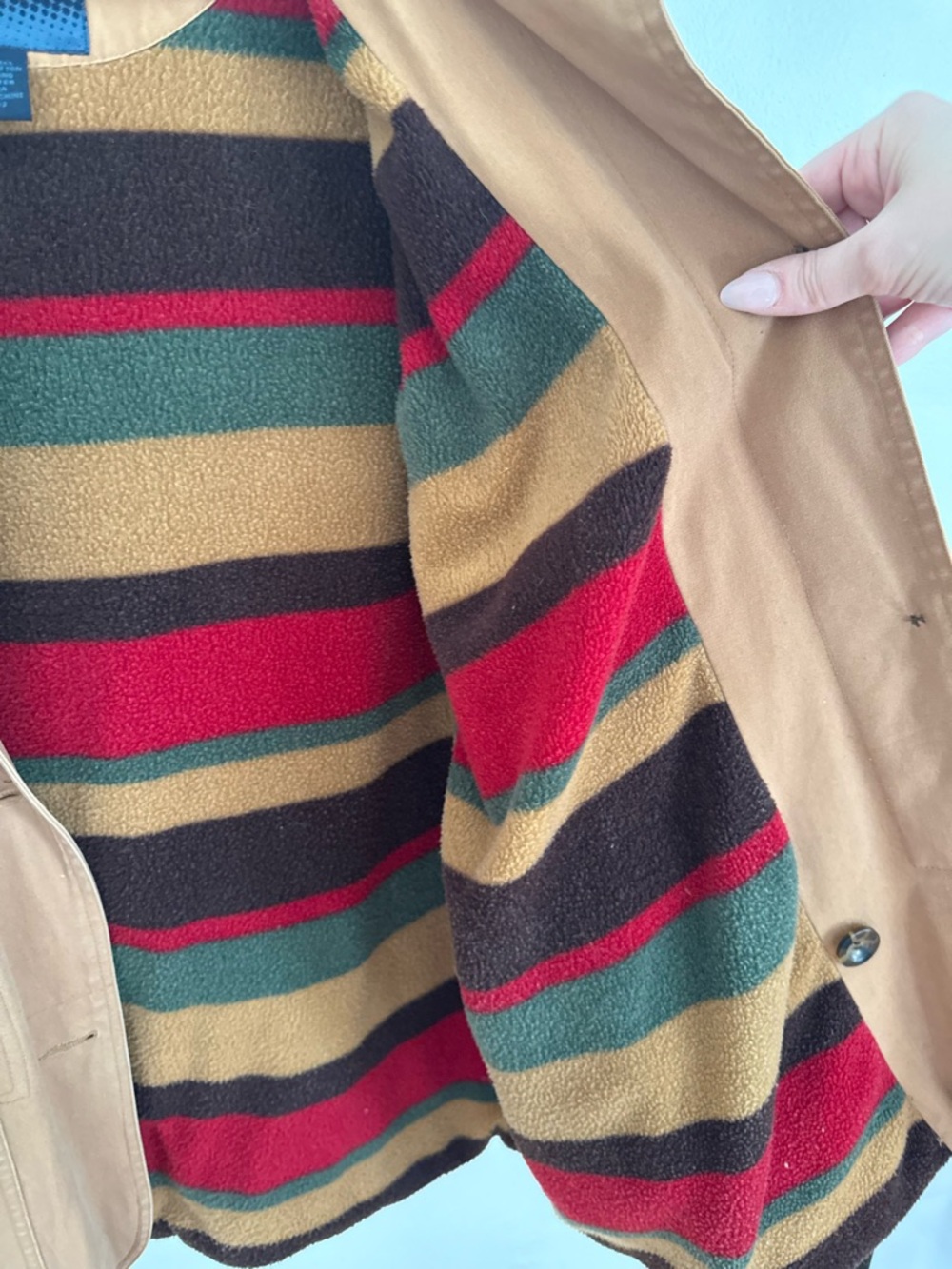 Vintage fleece lined jacket with contrasting collar - Picture 11 of 12